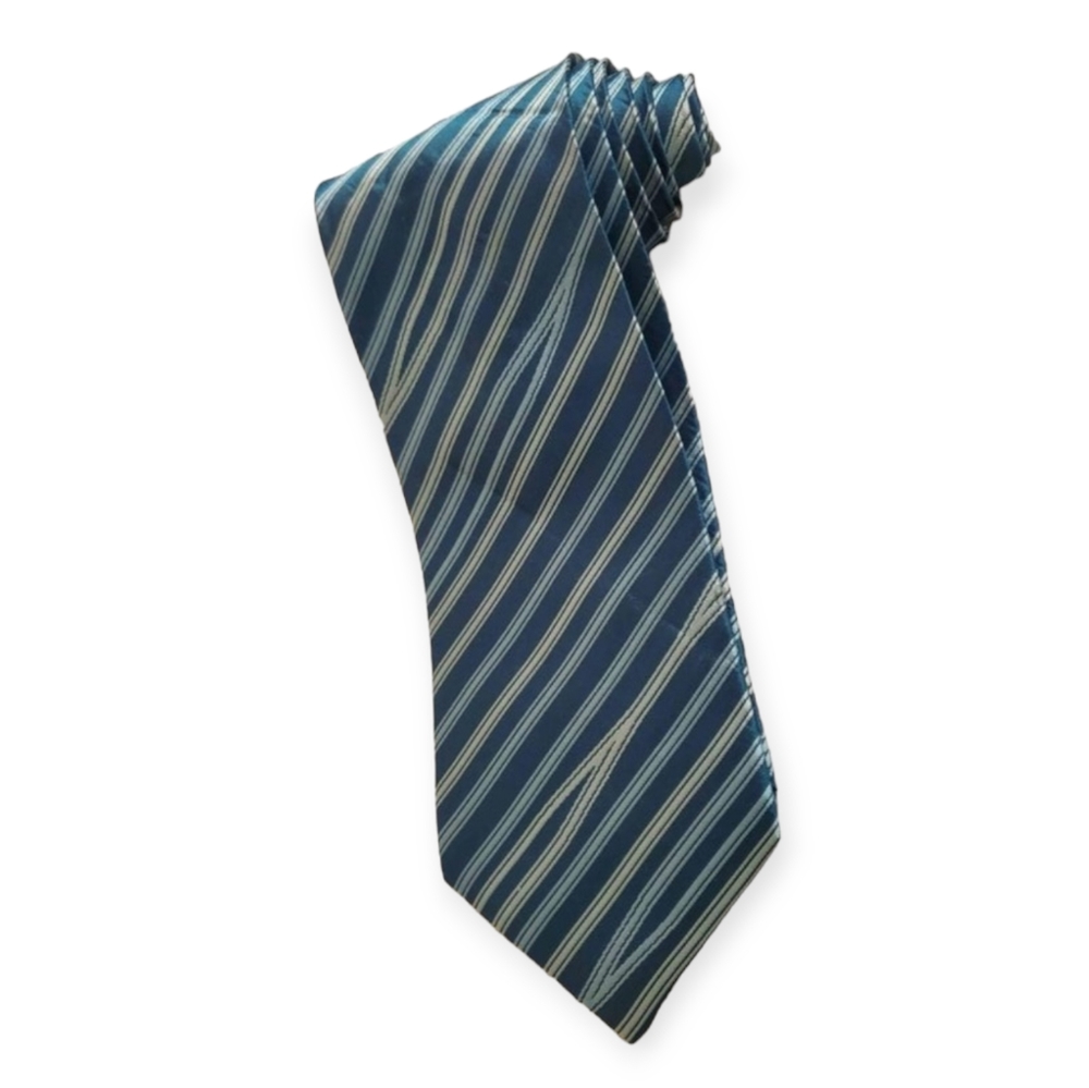 Banana Republic Midnight Green Stripe Silk Tie Made in Italy RN 54023 CA 17897 - Picture 1 of 7